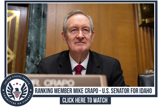 Photo of Senator Crapo at the Senate Finance Committee hearing